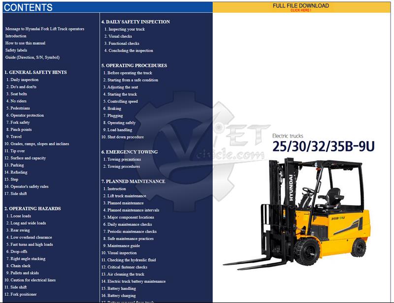 download Hyundai Forklift Truck 16.18.20B 9 able workshop manual
