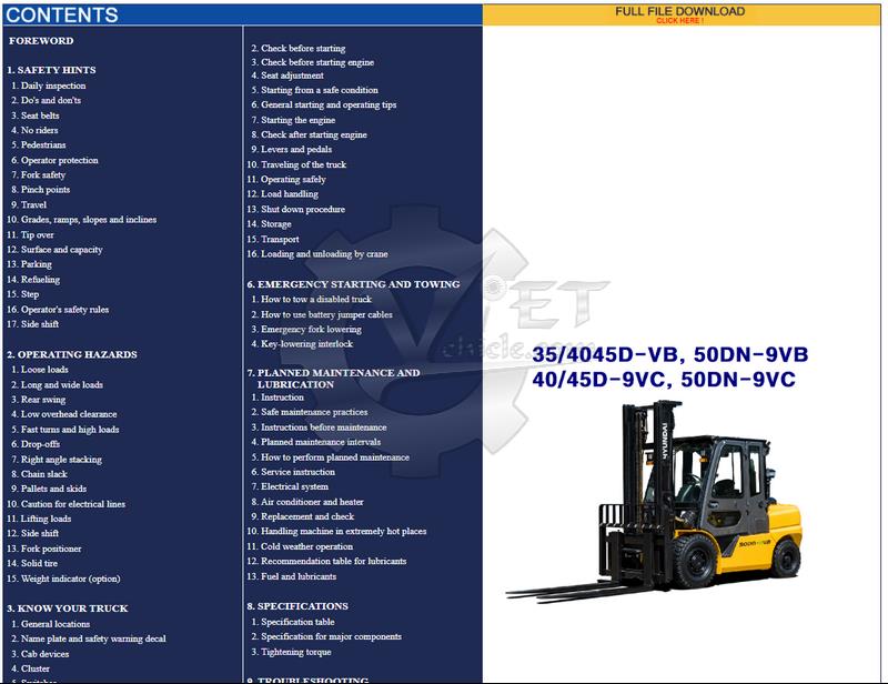download Hyundai Forklift Truck 22 25 30 32 35B 9 able workshop manual