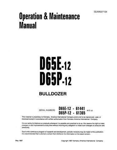 download KOMATSU D65E 12 Operation able workshop manual