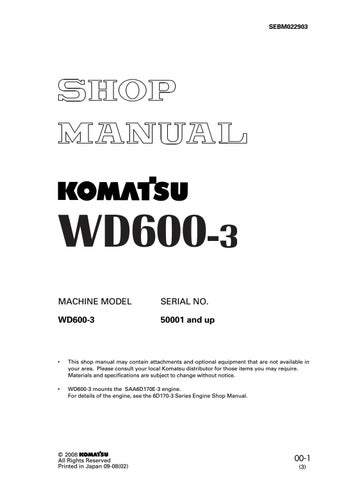 download KOMATSU WD600 3 Wheel DOZER Operation able workshop manual