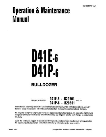 download Komatsu D41E 6 D41P 6 Dozer able workshop manual