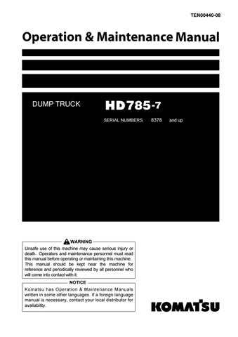 download Komatsu HD785 7 Dump Truck able workshop manual