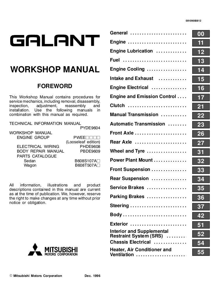 download Mitsubishi Galant able workshop manual